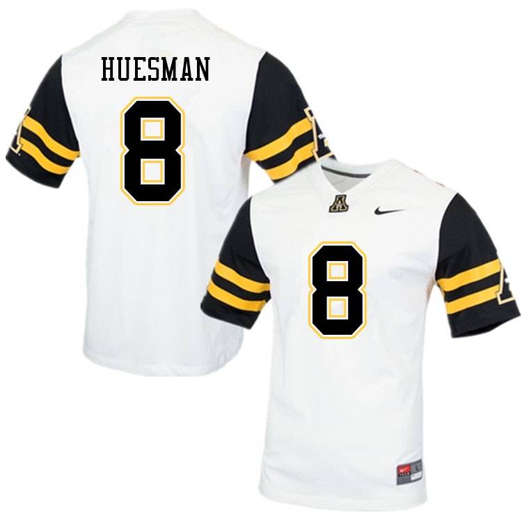 Men #8 Jacob Huesman Appalachian State Mountaineers College Football Jerseys Sale-White - Click Image to Close